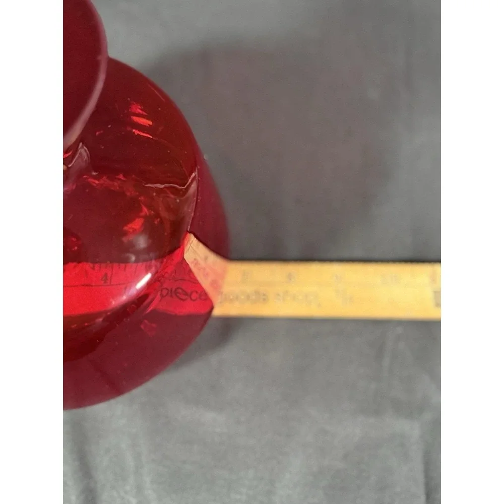 Rainbow-Viking Glass Co. Ruby Red Hand Blown Decanter No Stopper Vintage 60s MCM